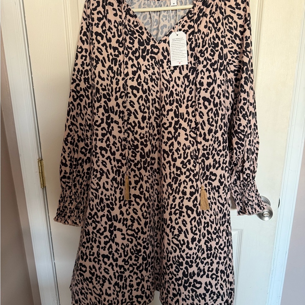 NWT long sleeve Leopard Print Women's Dress